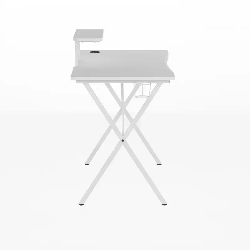 Escritorio de juegos BlackArc con superficie laminada y estructura de acero - Soporte para tazas desmontable, gancho para auriculares y soporte para smartphone/monitor