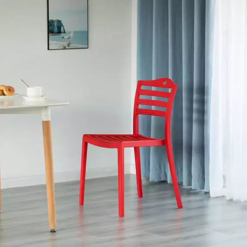 Silla de comedor moderna de plástico Fabulaxe con diseño de respaldo de escalera