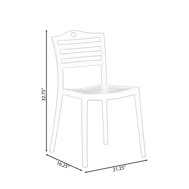 Silla de comedor moderna de plástico Fabulaxe con diseño de respaldo de escalera