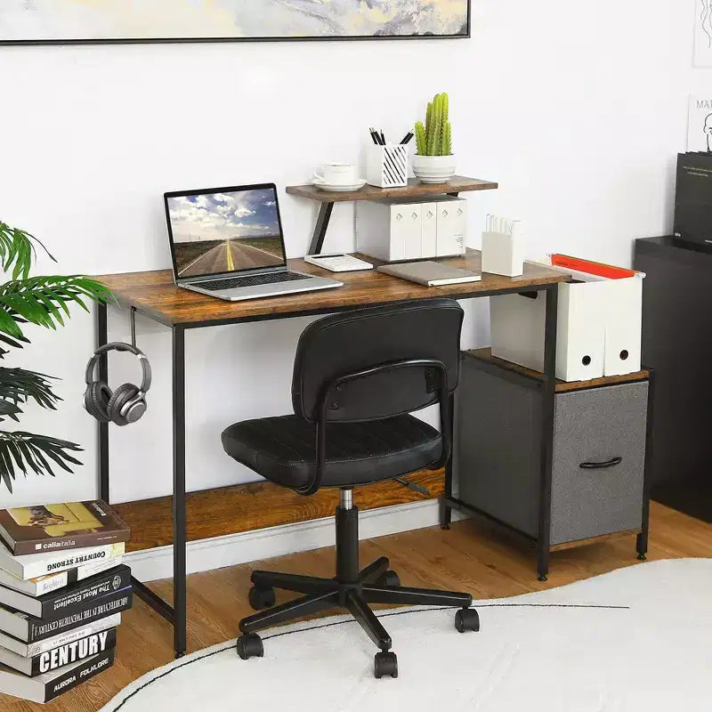 Costway Escritorio de ordenador, mesa de trabajo para oficina en casa con estante y soporte de almacenamiento móvil