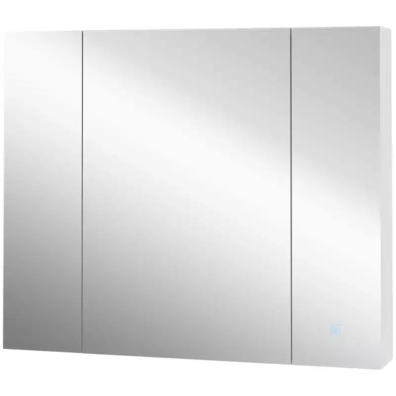 Armario de Medicinas LED kleankin, Organizador de Tocador de Baño Montado en la Pared con Espejo, Interruptor Táctil Regulable, Tres Puertas y Carga USB, Blanco