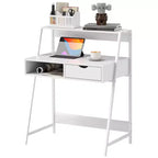 Escritorio HOMCOM para oficina en casa, escritorio para computadora para espacios pequeños, mesa de estudio con cajón y estantes de almacenamiento