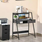 Escritorio HOMCOM para oficina en casa, escritorio para computadora para espacios pequeños, mesa de estudio con cajón y estantes de almacenamiento