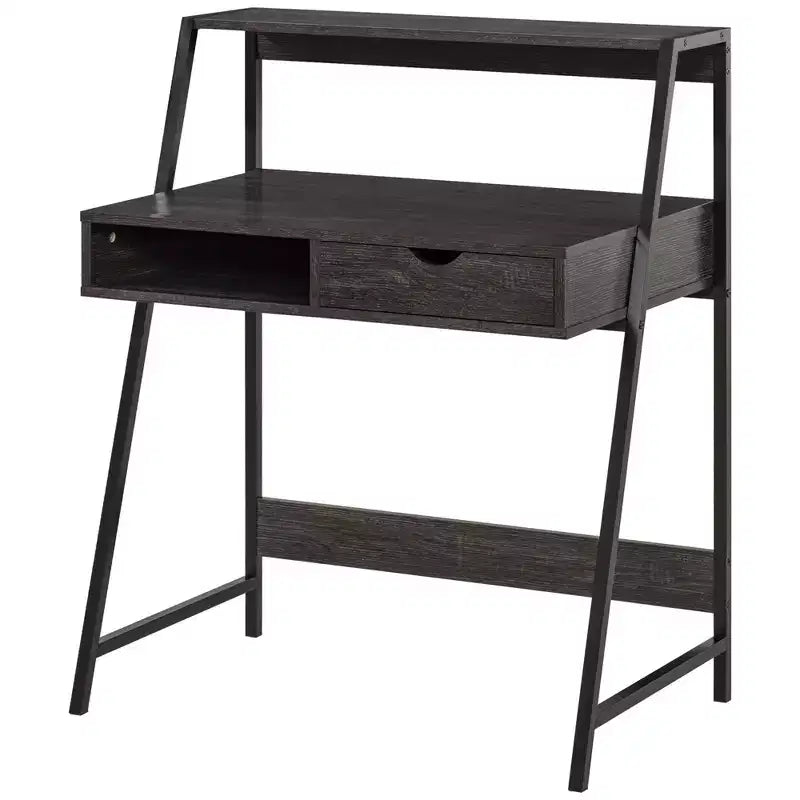 Escritorio HOMCOM para oficina en casa, escritorio para computadora para espacios pequeños, mesa de estudio con cajón y estantes de almacenamiento