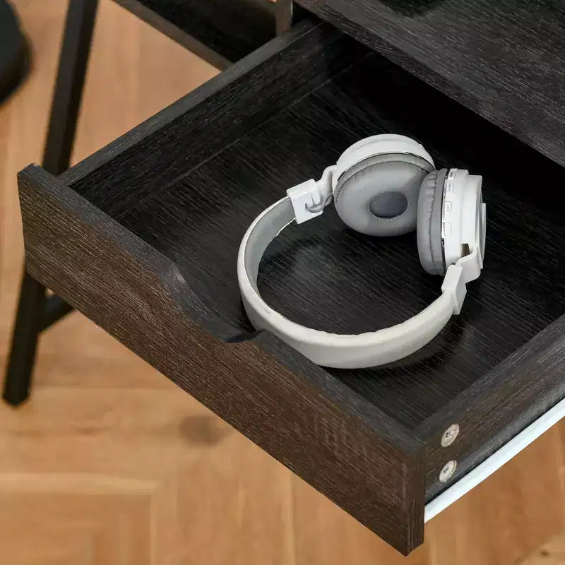 Escritorio HOMCOM para oficina en casa, escritorio para computadora para espacios pequeños, mesa de estudio con cajón y estantes de almacenamiento