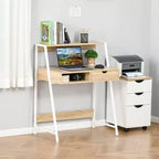 Escritorio HOMCOM para oficina en casa, escritorio para computadora para espacios pequeños, mesa de estudio con cajón y estantes de almacenamiento