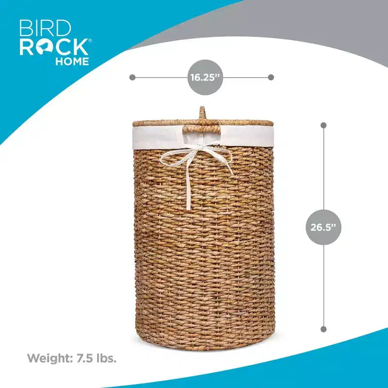 Cesto de ropa sucia BirdRock Home Seagrass con forro - Natural