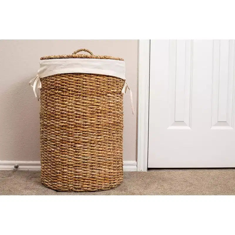 Cesto de ropa sucia BirdRock Home Seagrass con forro - Natural
