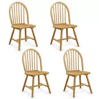 Costway 4 PCS Vintage Windsor Dining Side Chair Wood Spindleback Kitchen Natural