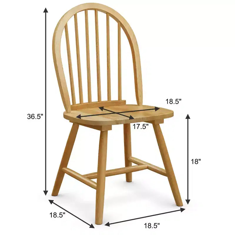 Costway Juego de 4 sillas laterales de comedor Windsor vintage, cocina con respaldo de huso de madera, natural