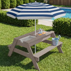 Mesa de picnic 3 en 1 para niños de Best Choice Products, para actividades al aire libre con arena y agua, con sombrilla