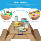 Mesa de picnic 3 en 1 para niños de Best Choice Products, para actividades al aire libre con arena y agua, con sombrilla