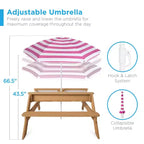 Mesa de picnic 3 en 1 para niños de Best Choice Products, para actividades al aire libre con arena y agua, con sombrilla