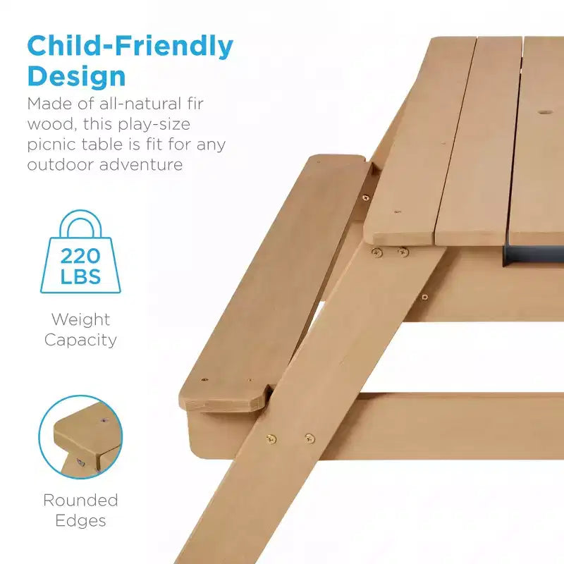 Mesa de picnic 3 en 1 para niños de Best Choice Products, para actividades al aire libre con arena y agua, con sombrilla