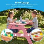 Mesa de picnic 3 en 1 para niños de Best Choice Products, para actividades al aire libre con arena y agua, con sombrilla