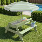 Mesa de picnic 3 en 1 para niños de Best Choice Products, para actividades al aire libre con arena y agua, con sombrilla