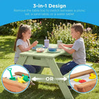Mesa de picnic 3 en 1 para niños de Best Choice Products, para actividades al aire libre con arena y agua, con sombrilla