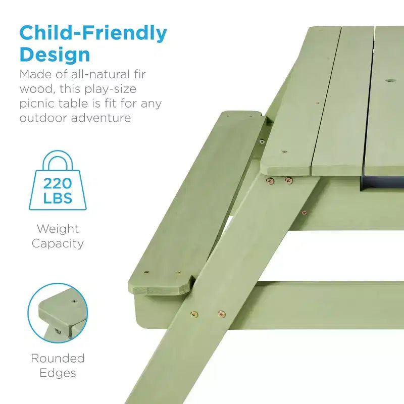 Mesa de picnic 3 en 1 para niños de Best Choice Products, para actividades al aire libre con arena y agua, con sombrilla