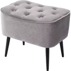 BirdRock Home Tufted Curve Ottoman - Velvet Foot Stool - Grey