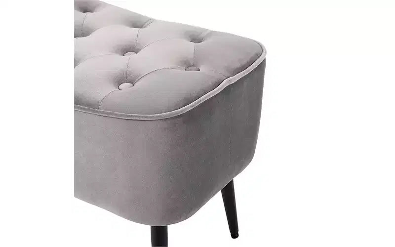 Puf curvo tapizado BirdRock Home - Taburete de terciopelo para pies - Gris