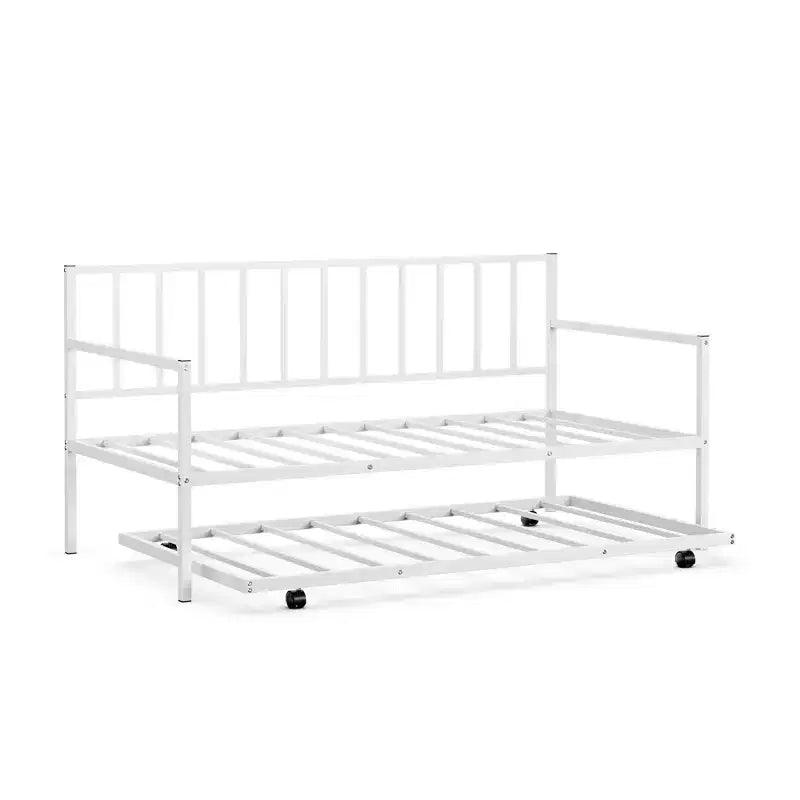 Costway Sofá Cama Nido de Metal Individual con Ruedas Marco Resistente Juego de Sofá Cama