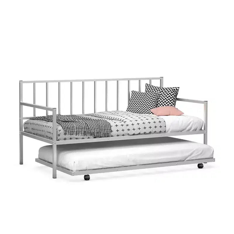Costway Sofá Cama Nido de Metal Individual con Ruedas Marco Resistente Juego de Sofá Cama