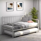 Costway Sofá Cama Nido de Metal Individual con Ruedas Marco Resistente Juego de Sofá Cama