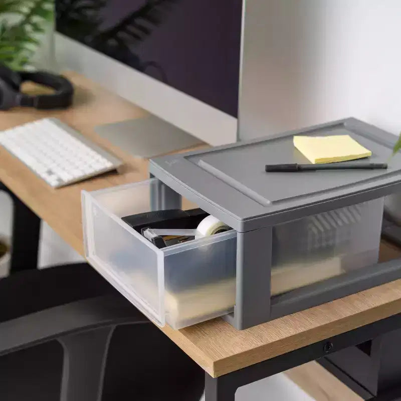 Cajonera organizadora apilable compacta IRIS con puertas transparentes