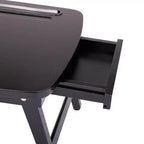 Escritorio portátil BirdRock Home para sentarse o pararse con cajón de almacenamiento y ranura para dispositivos multimedia - Espresso
