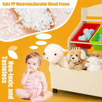 Mueble Organizador de Juguetes de Madera para Niños Costway con Caja de Juguetes con Ruedas y Contenedores de Plástico Natural/Espresso