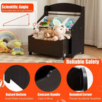 Mueble Organizador de Juguetes de Madera para Niños Costway con Caja de Juguetes con Ruedas y Contenedores de Plástico Natural/Espresso