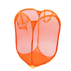 Unique Bargains Mesh Bag Foldable Dirty Clothes Storage Laundry Basket Organizer Orange 19.68 Height