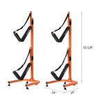 Estante de almacenamiento para kayaks - Dos soportes para kayak independientes de 53 1/8 pulgadas con doble brazo y correas ajustables - Sostiene 2 canoas, SUP, tablas de paddle surf de RAD Sportz