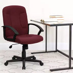 Silla de oficina ejecutiva giratoria de tela de respaldo medio Emma y Oliver con brazos de nylon