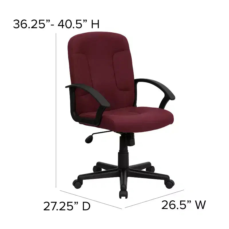 Silla de oficina ejecutiva giratoria de tela de respaldo medio Emma y Oliver con brazos de nylon