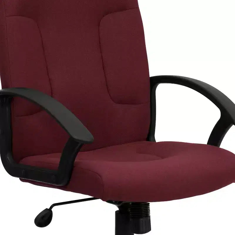Silla de oficina ejecutiva giratoria de tela de respaldo medio Emma y Oliver con brazos de nylon