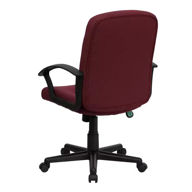 Silla de oficina ejecutiva giratoria de tela de respaldo medio Emma y Oliver con brazos de nylon