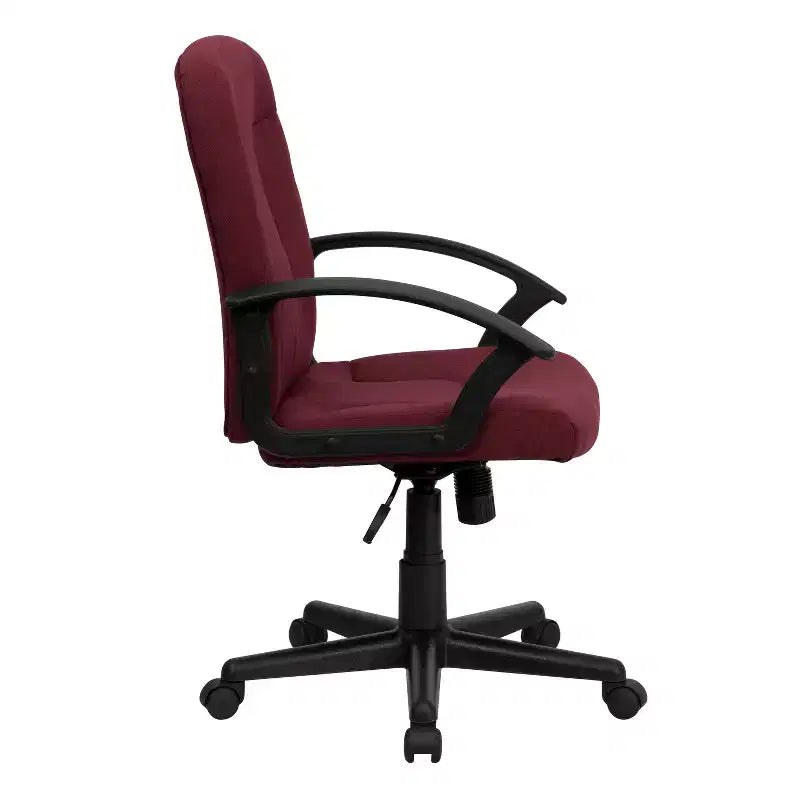 Silla de oficina ejecutiva giratoria de tela de respaldo medio Emma y Oliver con brazos de nylon