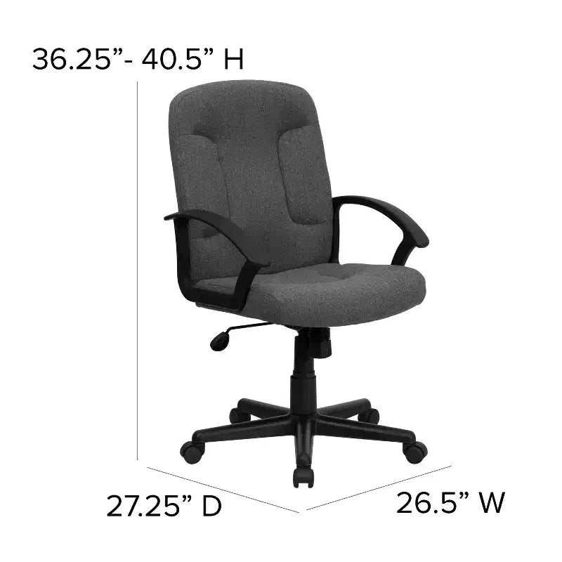 Silla de oficina ejecutiva giratoria de tela de respaldo medio Emma y Oliver con brazos de nylon