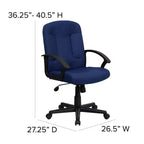 Silla de oficina ejecutiva giratoria de tela de respaldo medio Emma y Oliver con brazos de nylon