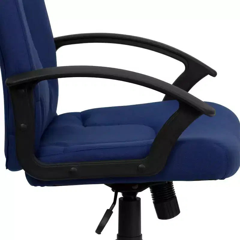 Silla de oficina ejecutiva giratoria de tela de respaldo medio Emma y Oliver con brazos de nylon