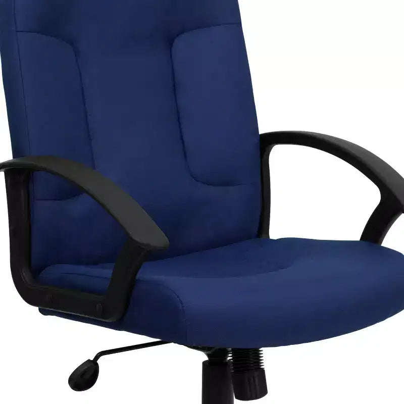 Silla de oficina ejecutiva giratoria de tela de respaldo medio Emma y Oliver con brazos de nylon