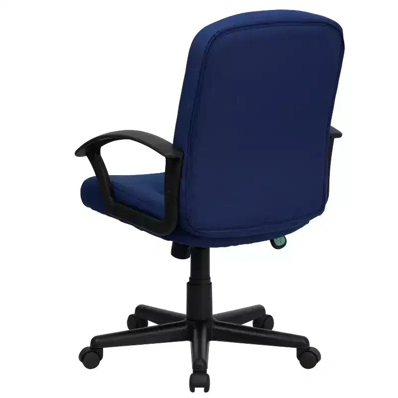Silla de oficina ejecutiva giratoria de tela de respaldo medio Emma y Oliver con brazos de nylon