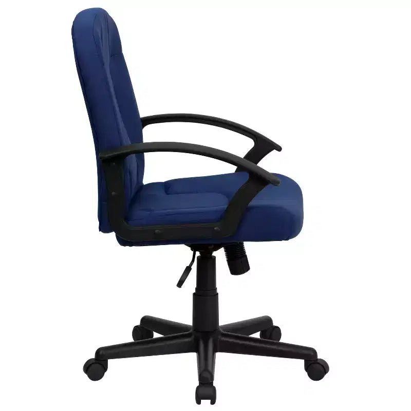 Silla de oficina ejecutiva giratoria de tela de respaldo medio Emma y Oliver con brazos de nylon