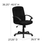 Silla de oficina ejecutiva giratoria de tela de respaldo medio Emma y Oliver con brazos de nylon
