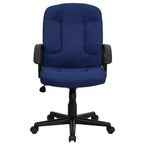 Silla de oficina ejecutiva giratoria de tela de respaldo medio Emma y Oliver con brazos de nylon