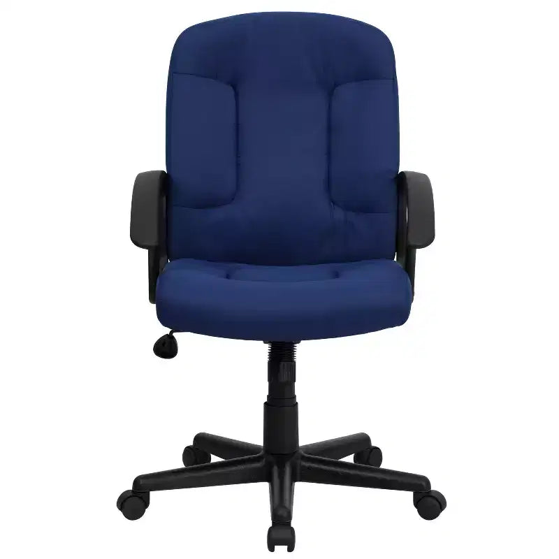 Silla de oficina ejecutiva giratoria de tela de respaldo medio Emma y Oliver con brazos de nylon