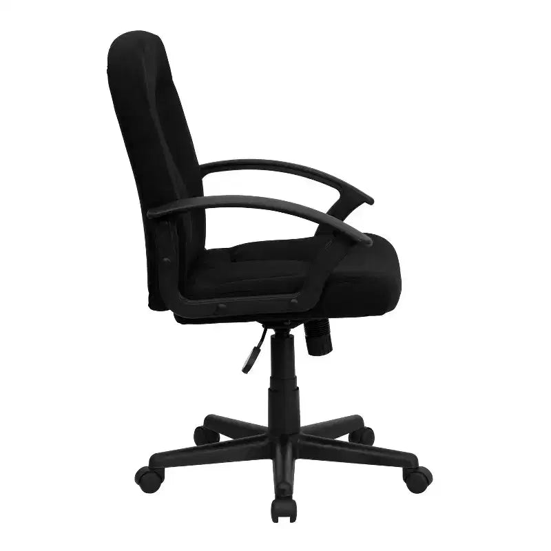 Silla de oficina ejecutiva giratoria de tela de respaldo medio Emma y Oliver con brazos de nylon