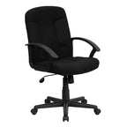 Silla de oficina ejecutiva giratoria de tela de respaldo medio Emma y Oliver con brazos de nylon