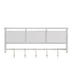 Merrick Lane Estante de almacenamiento de madera de pino macizo de 24 pulgadas para montaje en pared con estante superior, 5 ganchos y cestas de alambre para sala de estar, cocina o recibidor